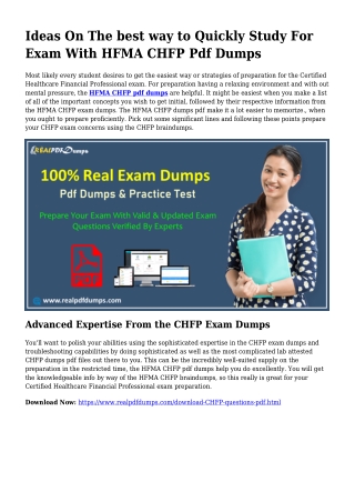 Beneficial Planning By the Support Of CHFP Dumps Pdf