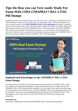 Worthwhile Preparing Via the Support Of CIMAPRA17-BA1-1-ENG Dumps Pdf