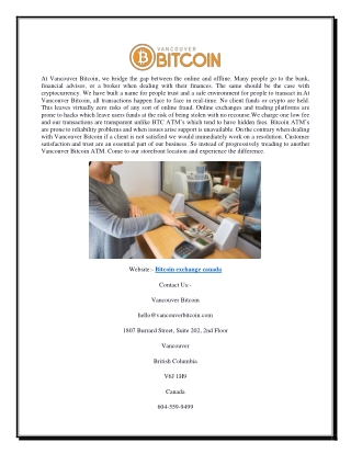 Bitcoin Exchange Canada | Vancouver Bitcoin