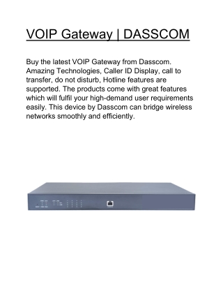 VOIP Gateway | DASSCOM