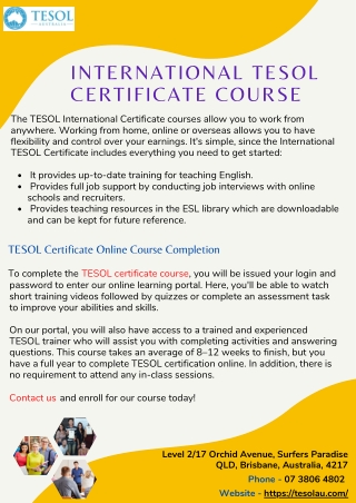 International TESOL Certificate Course