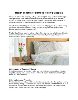 Health benefits of Bamboo Pillow