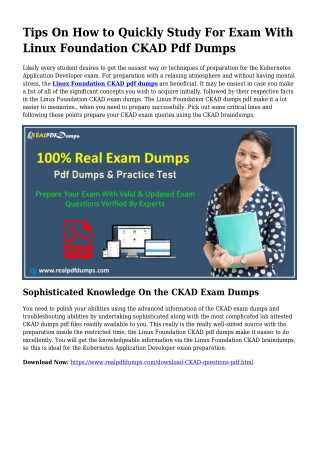 Sustainable CKAD Dumps Pdf For Remarkable Consequence