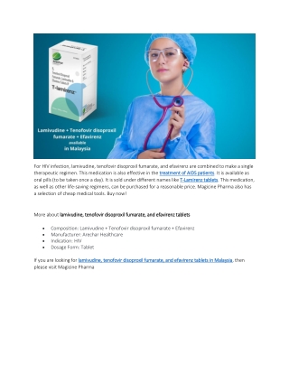 lamivudine, tenofovir disoproxil fumarate, and efavirenz tablets in Malaysia