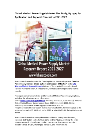 Global Medical Power Supply Market Research Report 2021-2027