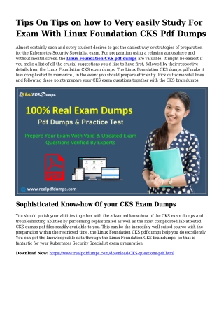 Polish Your Abilities With the Assistance Of CKS Pdf Dumps