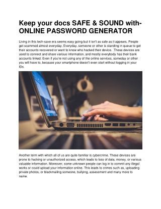 Keep your docs SAFE & SOUND with- ONLINE PASSWORD GENERATOR