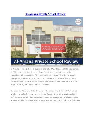 Al-Amana Private School Review