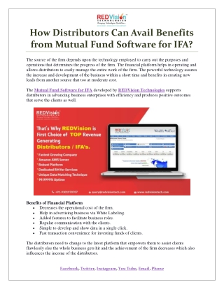 How Distributors Can Avail Benefits from Mutual Fund Software for IFA