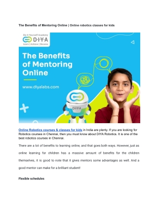 The Benefits of Mentoring Online _ Online robotics classes for kids