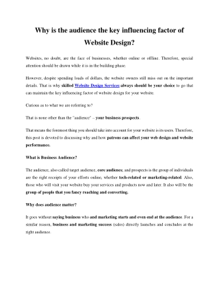 Why is the audience the key influencing factor of Website Design