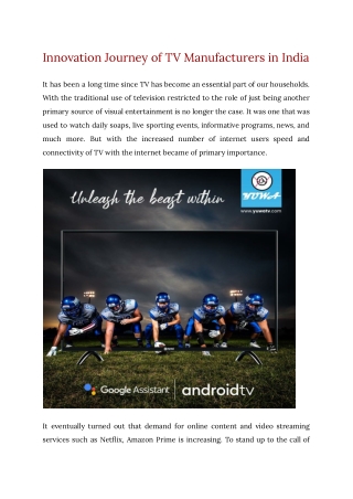 Innovation Journey of TV Manufacturers in India