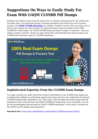 CLSSGB-001 PDF Dumps To Resolve Planning Troubles