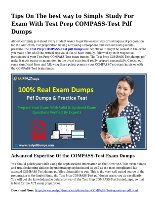 COMPASS-Test PDF Dumps To Solve Planning Difficulties