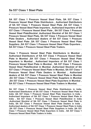 SA 537 Class 1 Steel Plate