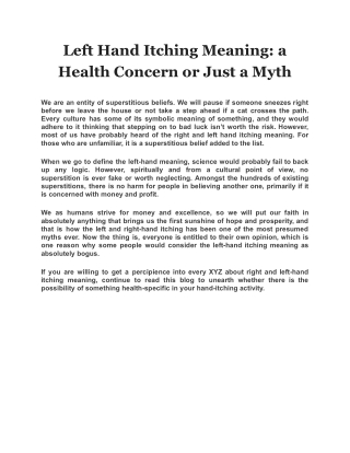 Left Hand Itching Meaning: a Health Concern or Just a Myth