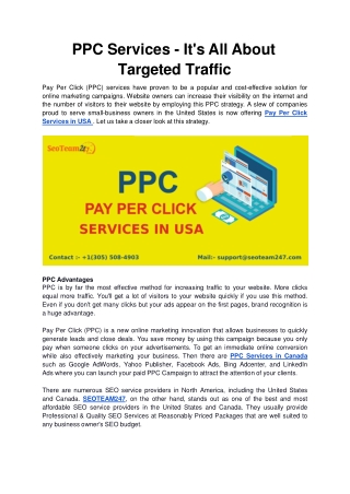 PPC Services - It's All About Targeted Traffic