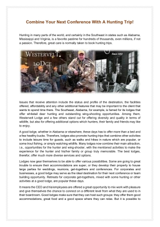 Combine Your Next Conference With A Hunting Trip