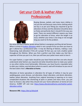 Get your Cloth & leather Alter Professionally