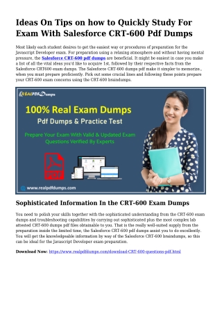 Sustainable CRT-600 Dumps Pdf For Wonderful Result