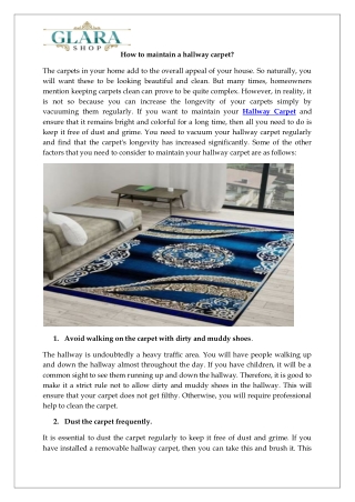 How to maintain a hallway carpet