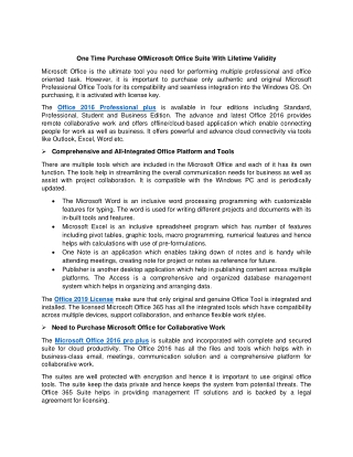 One Time Purchase Of Microsoft Office Suite With Lifetime Validity