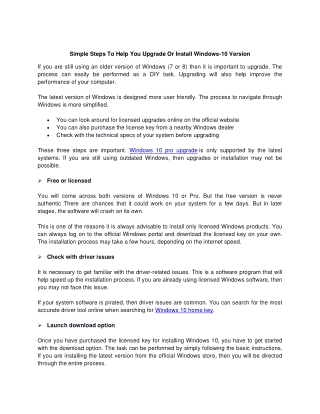 Simple Steps To Help You Upgrade Or Install Windows-10 Version
