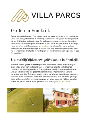 Villa Parcs - Golfen in Frankrijk