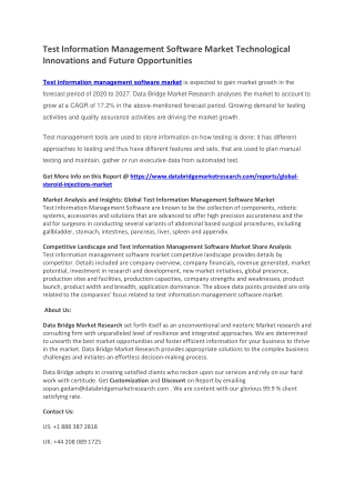 Test Information Management Software Market Technological Innovations and Future Opportunities