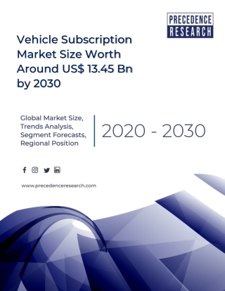 Vehicle Subscription Market to Hit US$ 13.45 Bn by 2030