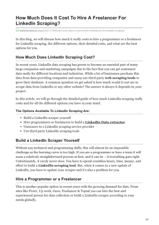 How Much Does It Cost To Hire A Freelancer For LinkedIn Scraping
