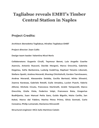 Tagliabue reveals EMBT’s Timber Central Station in Naples