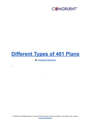 Different Types of 401k Plans