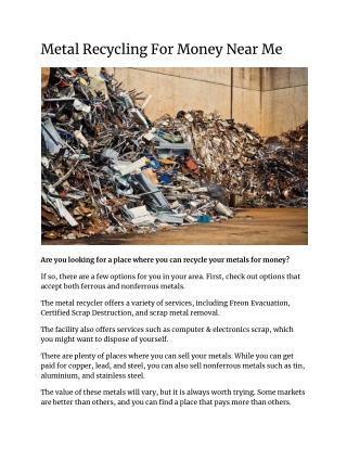 Metal Recycling For Money Near Me