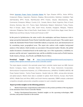 Automatic Power Factor Controller Market