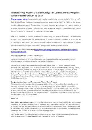 Thoracoscopy Market Detailed Analysis of Current Industry Figures with Forecasts Growth by 2027