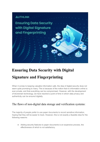 Ensuring Data Security with Digital Signature and Fingerprinting