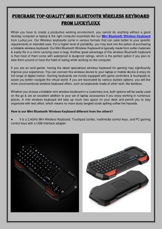 Mini Bluetooth Wireless Keyboard