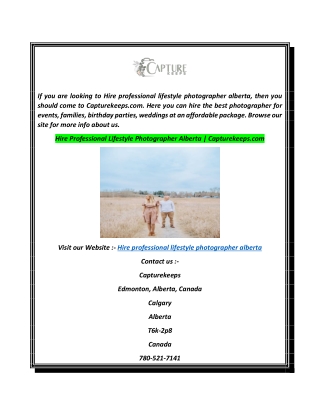 Hire Professional Lifestyle Photographer Alberta  Capturekeeps.com