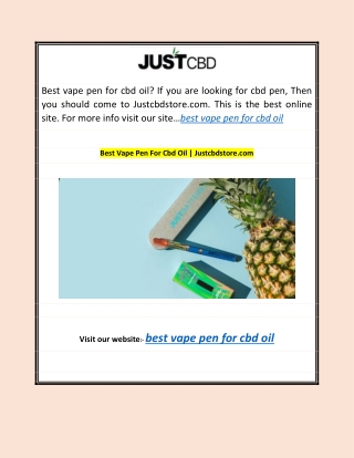 Best Vape Pen For Cbd Oil | Justcbdstore.com