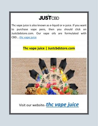 Thc vape juice | Justcbdstore.com