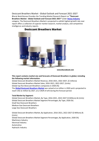 Desiccant Breathers Market - Global Outlook and Forecast 2021-2027