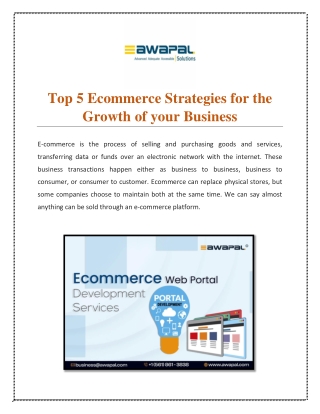 Top 5 Ecommerce Strategies for the Growth of your Business