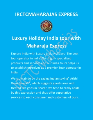 Luxury Holiday India tour with Maharaja Express