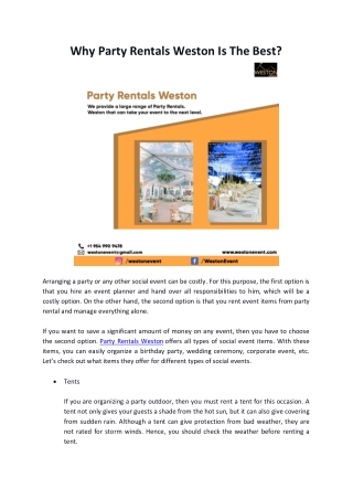 Why Party Rentals Weston Is The Best?