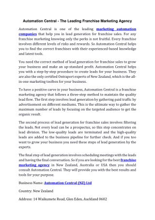 Automation Central - The Leading Franchise Marketing Agency
