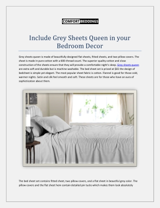 Include Grey Sheets Queen in your Bedroom Decor