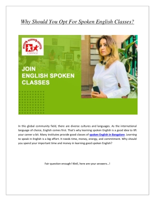 Why Should You Opt For Spoken English Classes