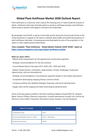2021 Plant Antifreeze Market Global Analysis Report