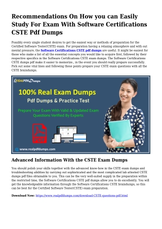 Beneficial Planning By the Enable Of CSTE Dumps Pdf